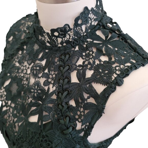 Bardot Women's Lace Overlay Midi Dress Size 8/M Hunter Green jj3545 - Picture 10 of 11